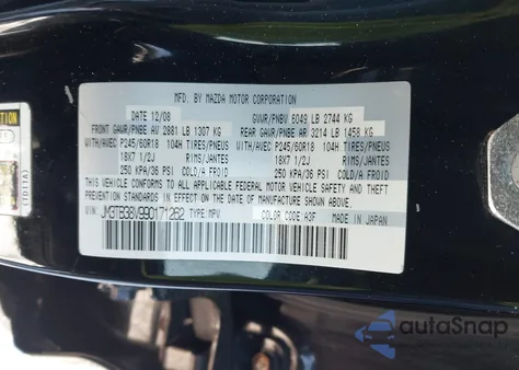 2009 Mazda Cx-9 Sport z USA, uszkodzony, nr VIN JM3TB38V990171262